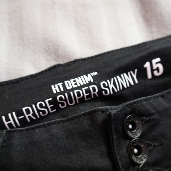 HT Denim Hi-Rise Skinny Red & Black Split Jeans Juniors 15 - Excellent Condition - Picture 3 of 5